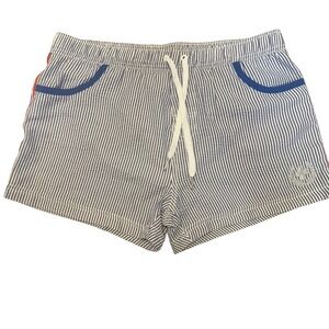 ANDREW CHRISTIAN Seersucker Stripe Swim Shorts Large Red White Blue